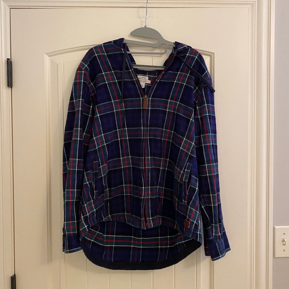 Hooded flannel zip up